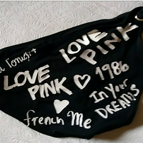 🎁FREE wBundle Victoria's Secret Pink - B/W Embellished Graffiti Bikini *Bottoms - Picture 3 of 8